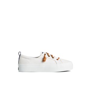 Crest Triple Sneaker White Textile Canvas Women s SeaCycled Sperry US